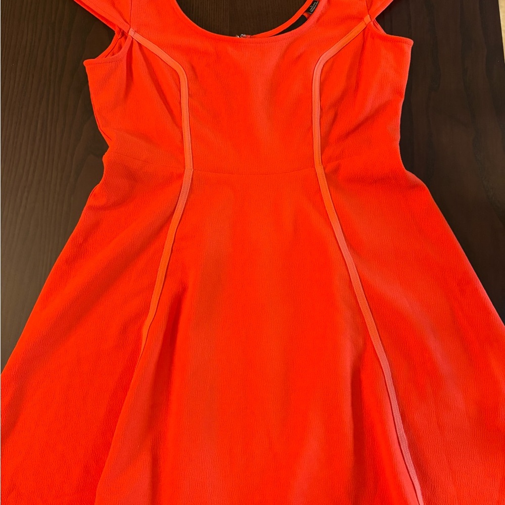 Vibrant Orange Fit-and-Flare Dress